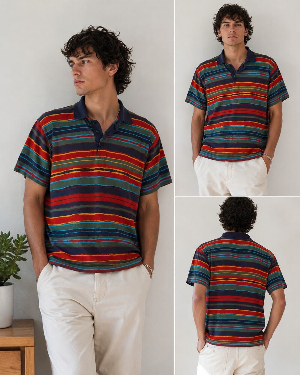 Vintage St. Croix Polo Shirt Multicolor Stripe Short Sleeve Retro